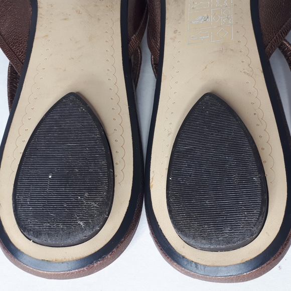 Nine West Bronze Sling Back Shoes 3D Flower Flats - Picture 7 of 7